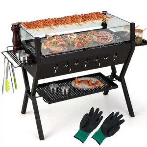 Costway Charcoal Grill w/Seasoning Racks & Shelf