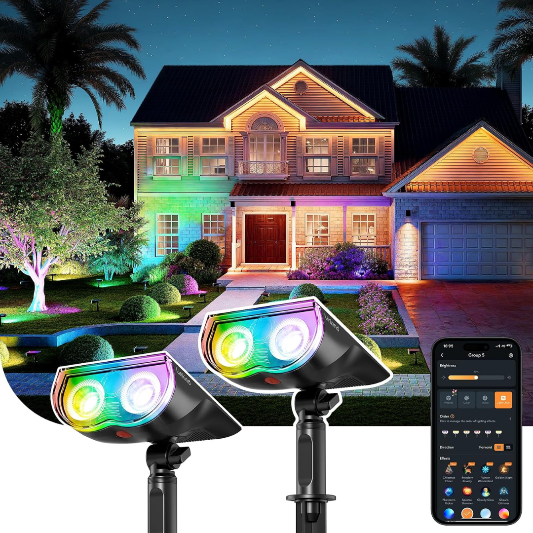 Linkind 2-Pack Smart Outdoor Solar Spot Light w/App