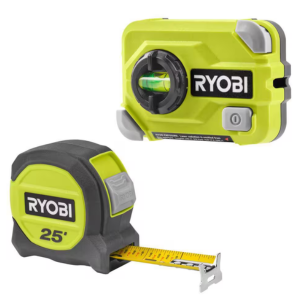 Ryobi Multi Surface Laser Level + Compact 25' Tape Measure Combo
