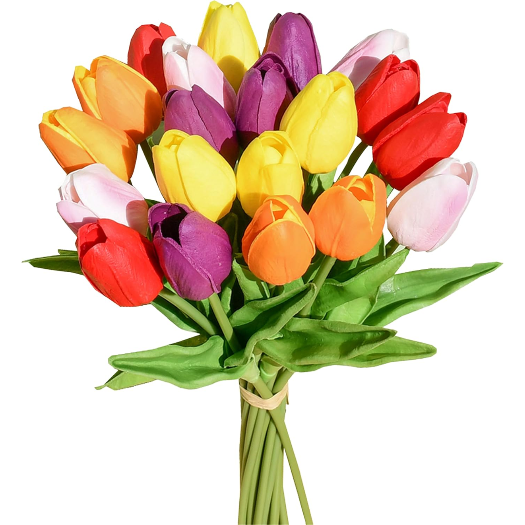 Multicolor 20-Piece Artificial Tulips Set