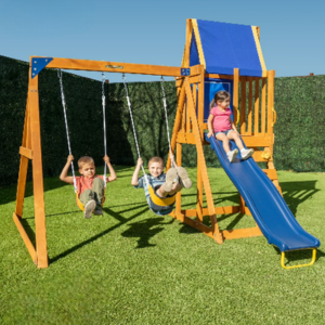 Sportspower North Peak Wood Swing Set w/ 6' Slide