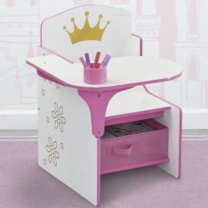 Delta Children Princess Kid's Crown Chair Desk w/Storage Bin