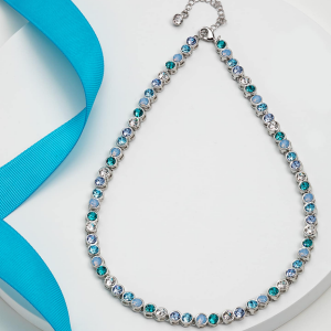 Sapphire Opal Mix Swarovski Tennis Collar Necklace