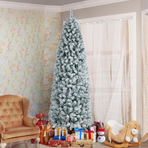 Artificial 7' Snow Flocked Pencil Christmas Tree