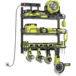 Wall Mount 3-Tier Tool Organizer w/Power Strip