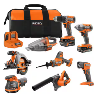 Ridgid 18V Cordless 8-Tool Combo w/Batteries & Charger