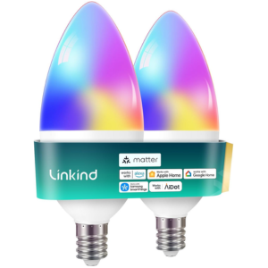 Linkind 2-Pack LED E12 Smart Candelabra Bulbs w/Alexa