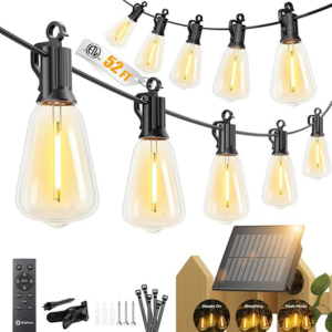 Dimmable 52' Solar String Lights w/Remote