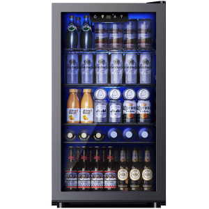 Simzlife 130-Can Beverage Refrigerator & Cooler w/Glass Door