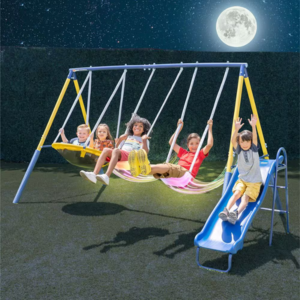 Sportspower LED Light-Up Metal Swing Set w/Slide