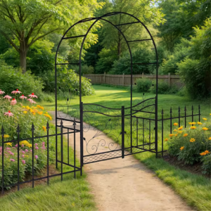Outdoor Iron Arbor w/Gate & Fence