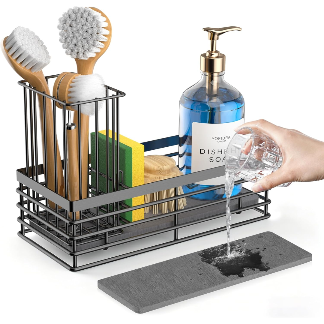 Stainless Steel Kitchen Sink Caddy w/Stone Mat
