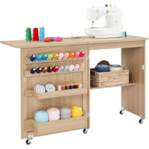 Best Choice Products Convertible Sewing Table w/Storage & Wheels