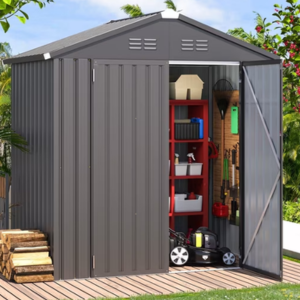 Metal 6' Lockable Storage Shed w/Sliding Roof