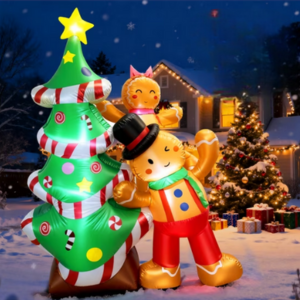 Inflatable 8' Gingerbread Man & Christmas Tree