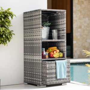 Rattan Pool Towel Rack Organizer