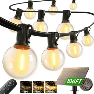 Dimmable 100' Solar String Lights w/Remote