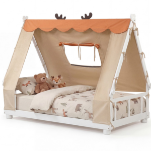 Costway Kid's Twin House Wood Bed Frame w/Canopy Tent