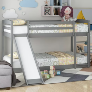 Euroco Wood Twin over Twin Bunk Bed w/Slide & Ladder