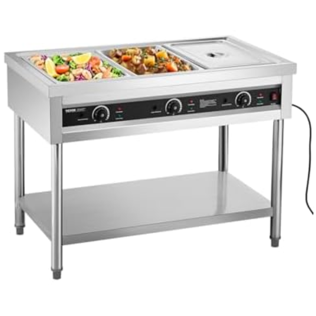 Stainless Steel 3-Pan Commercial Food Warmer