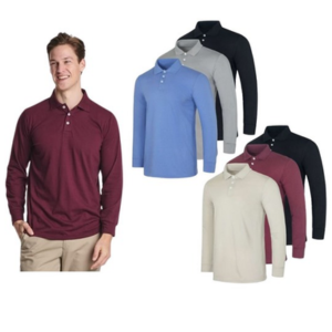 6-Pack Men's Jersey Long-Sleeve Polo Shirts