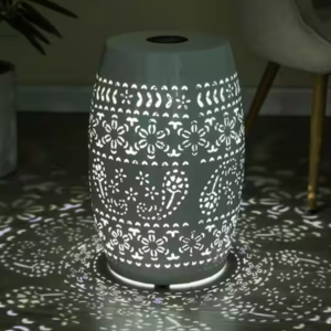 Noble House Iron Patio Side Table w/Solar Light