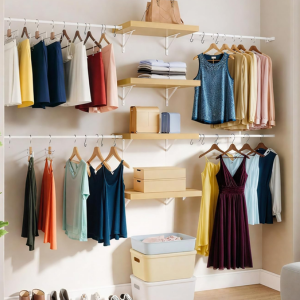 Wall Mounted Adjustable Closet System w/Rod