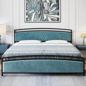 Velvet Upholstered King Bed Frame