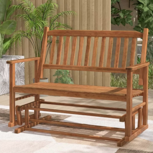 Wood Patio Loveseat Swing Glider