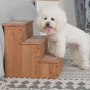 Wood 3-Step Pet Stairs w/Storage