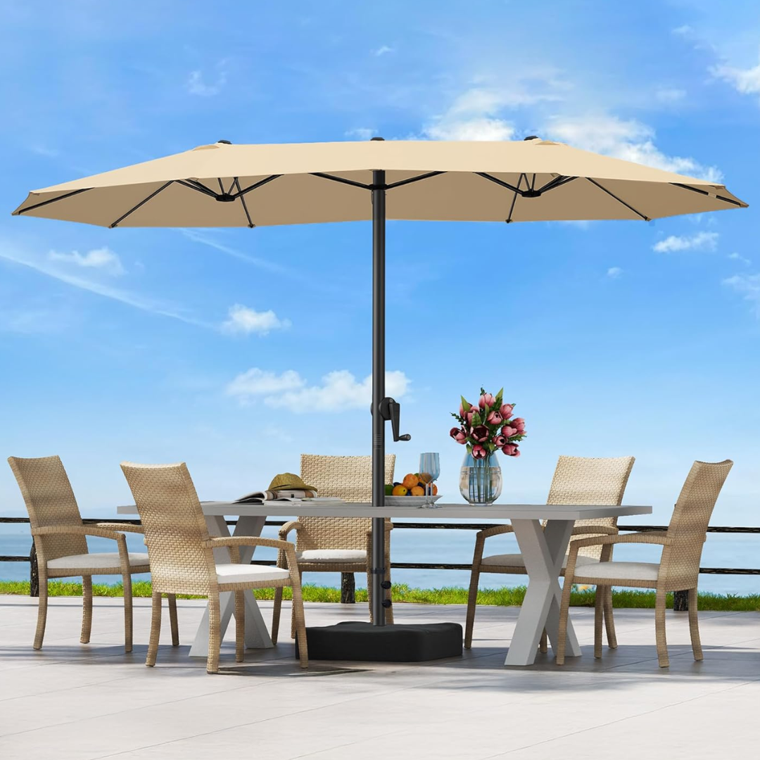 Patio 15' 12-Rib Aluminum Crank Table Umbrella