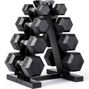 Cap Barbell 100 lb Hex Dumbbell Set w/Rack