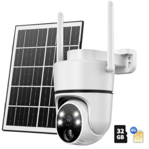 4G LTE Cellular Solar Security Camera w/SIM Card & 32GB SD Card