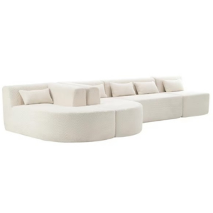 L-Shaped Boucle Sofa w/ 2-Chaise Lounge