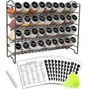 4-Tier Spice Rack Organizer w/36 Spice Jars