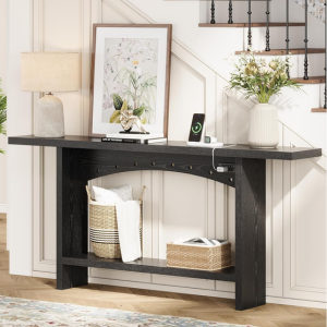 Farmhouse 2-Tier 71“ Console Table w/Charging Station