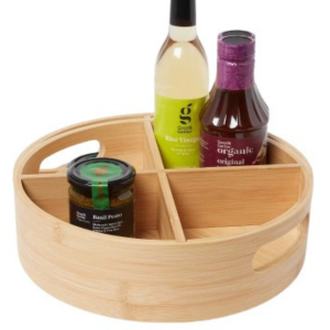 Bamboo 4-Compartment Lazy Susan Turntable Organizer