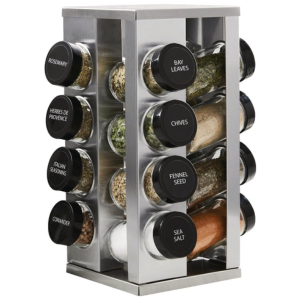 16-Jar Revolving Countertop Spice Rack w/Spices