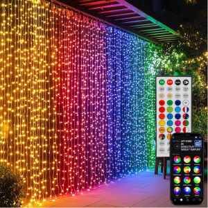 RGB 9' 300-LED Curtain String Lights w/App & Remote