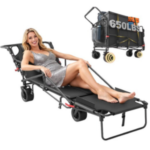Heavy-Duty 650lbs. Collapsible Folding Wagon Chair w/Wheels