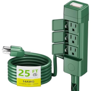 Outdoor Heavy Duty 6-Outlet 25' Extension Cord w/Power Stake