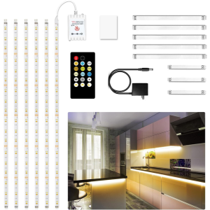 6-Pack Under Cabinet Lights & 9' Dimmable LED Strip Light