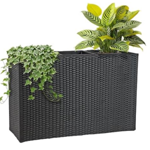 Sunnydaze 3-Section Tall Wicker Planter Box