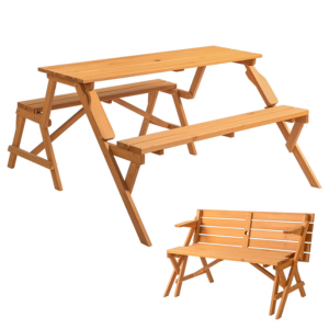 Convertible Wood Picnic Table Bench