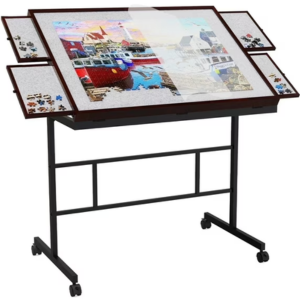 Jigsaw 1500-Piece Puzzle Table w/Drawer & Wheels