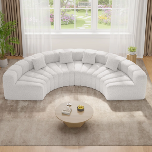 Modular Velvet 4-Seater Curved Sofa