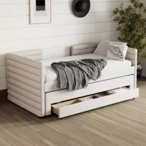 Upholstered Twin Daybed w/Trundle & Drawer
