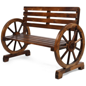 Wood Wagon Wheel Bench