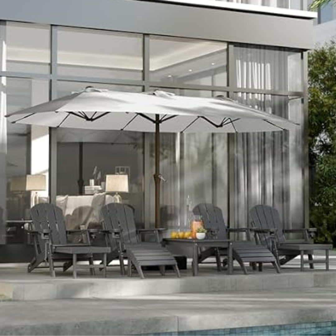 Double-Sided 15' Patio Umbrella w/Base