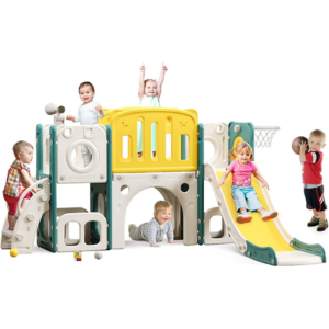 8-in-1 Toddler Slide Playset w/Basketball Hoop